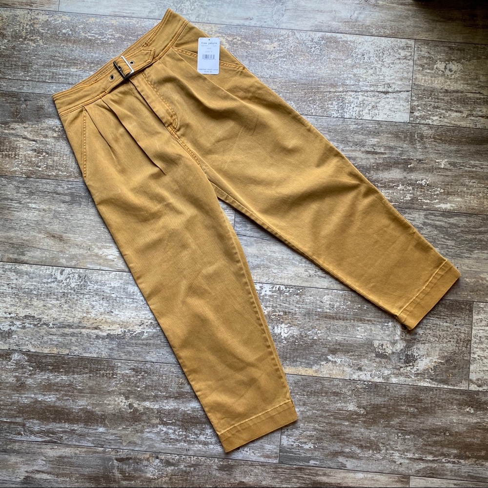 Free People Caramel High-Rise Cropped Pants - Picture 3 of 10